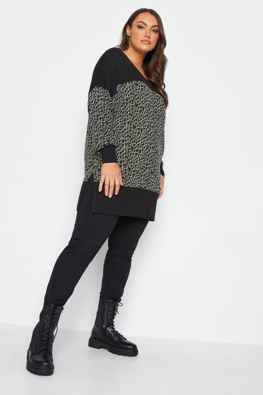 YOURS Plus Size Black Leopard Print Long Sleeve Top | Yours Clothing 2