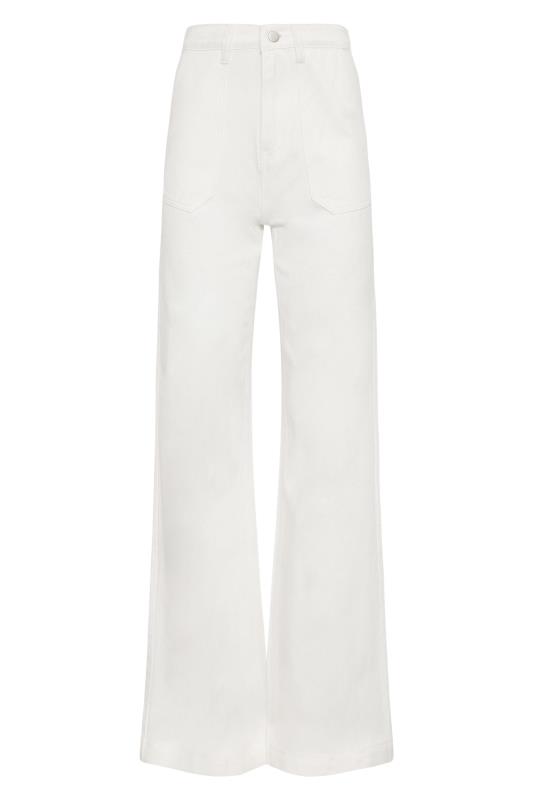 LTS Tall White Cotton Twill Wide Leg Trousers 5