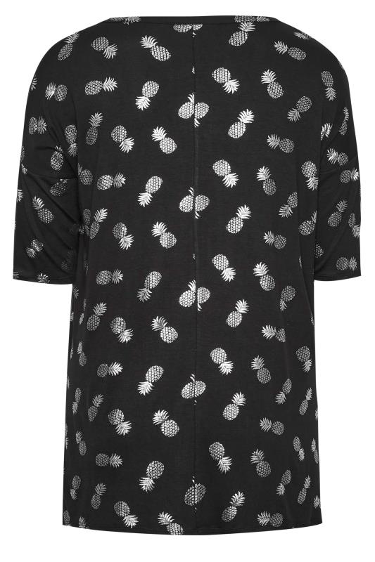 YOURS Plus Size Black Pineapple Foil Print T-Shirt | Yours Clothing 7