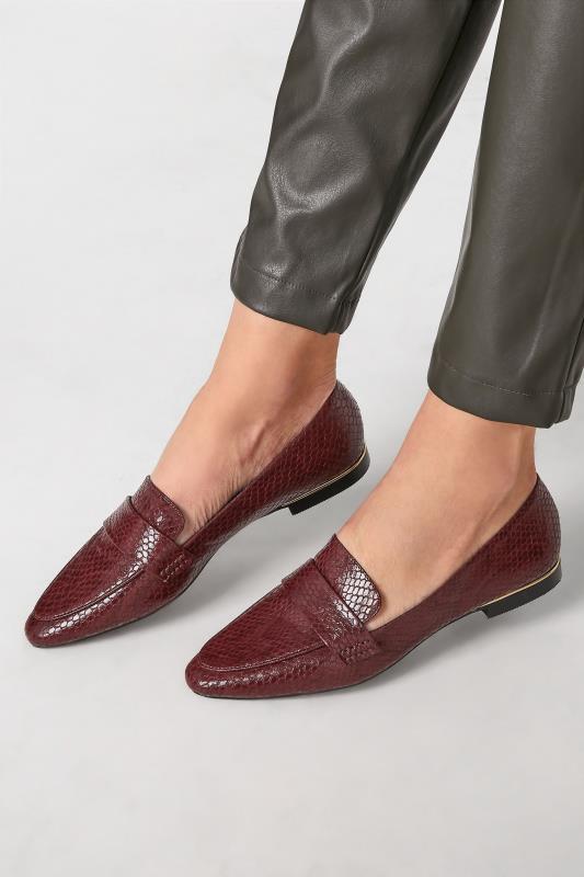 LTS Burgundy Red Metal Trim Loafers In Standard Fit | Long Tall Sally 1