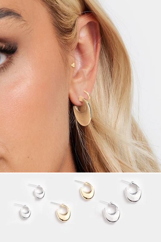 3 PACK Silver & Gold Tone Mini Hoop Earrings | Yours Clothing  1