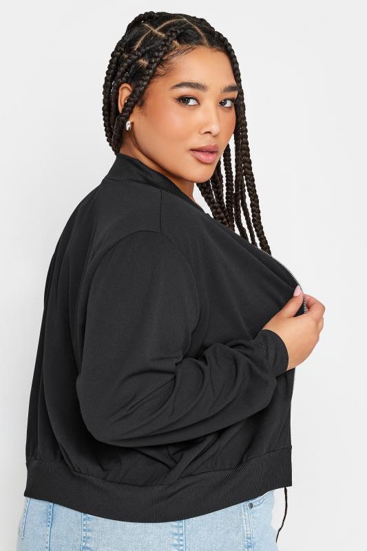 YOURS Plus Size Black Formal Bomber Jacket | Yours Clothing 3