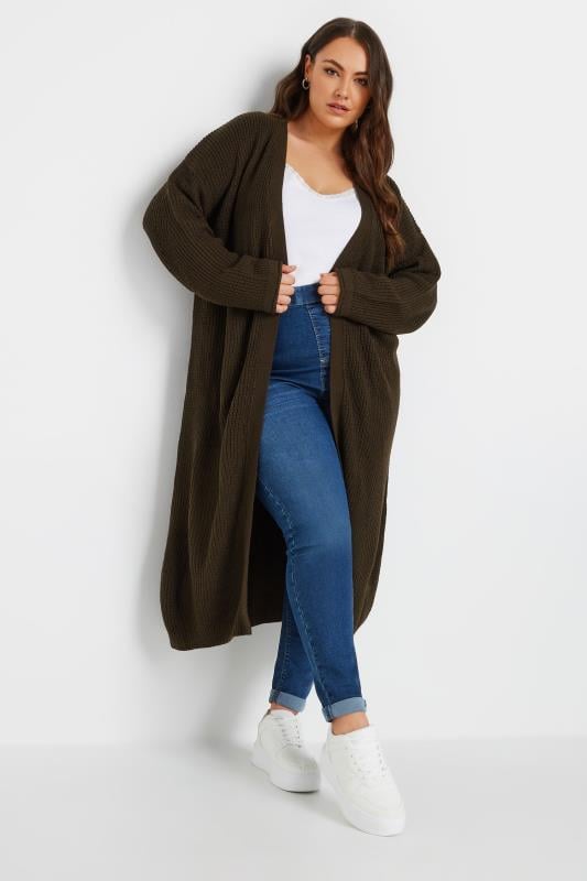  Tallas Grandes YOURS Curve Chocolate Brown Knitted Maxi Cardigan