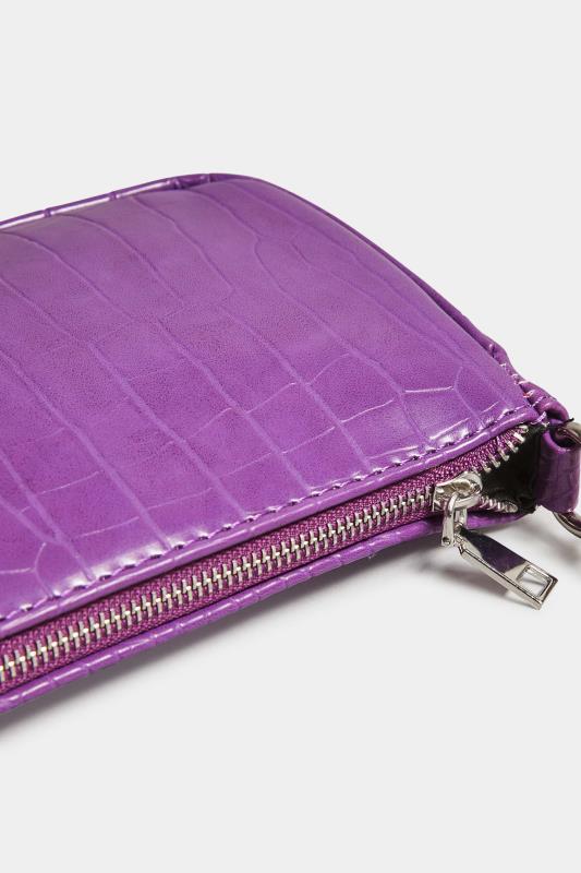 Plus Size Purple Faux Croc Shoulder Bag | Yours Clothing 4