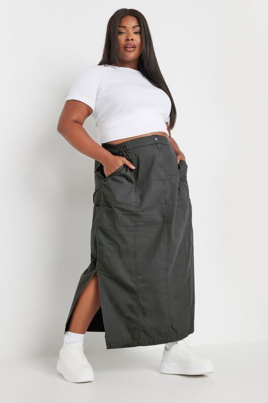 Plus size long gray skirt best sale