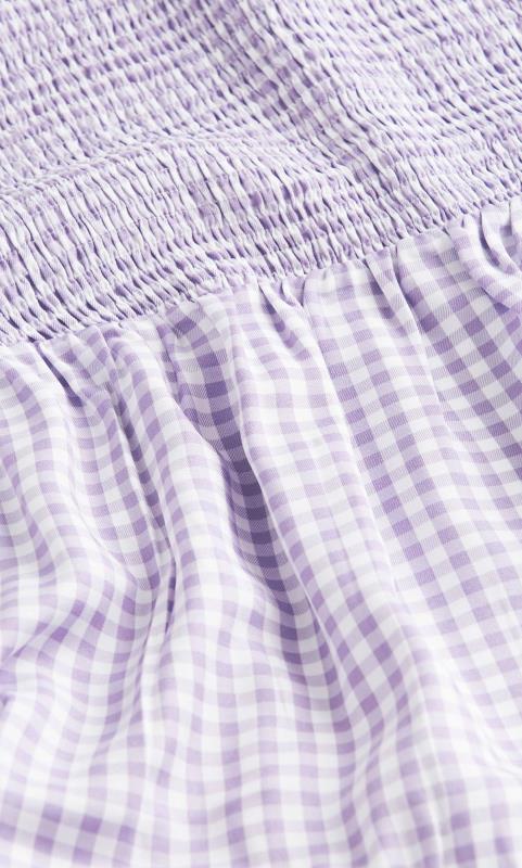 Evans Lilac Purple Gingham Shirred Maxi Dress 5