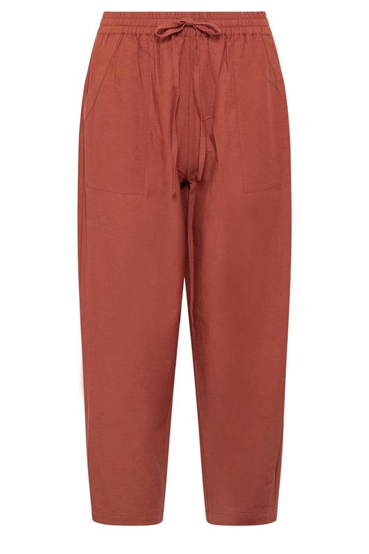 PixieGirl Petite Women's Red Linen Barrel Trousers | PixieGirl 6