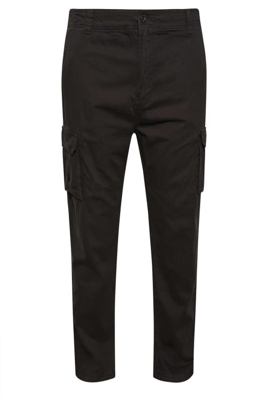 D555 Big & Tall Black Cargo Trousers