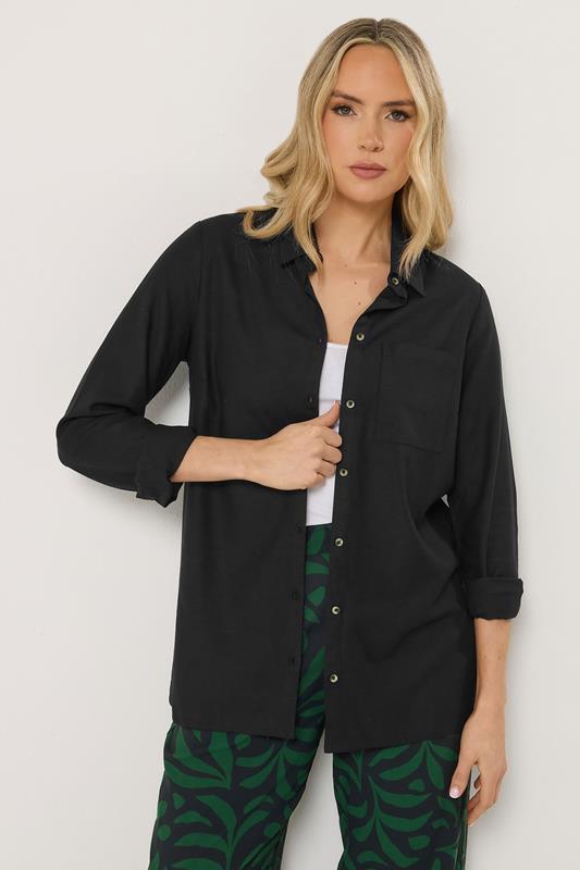  LTS Tall Black Linen Long Sleeve Shirt