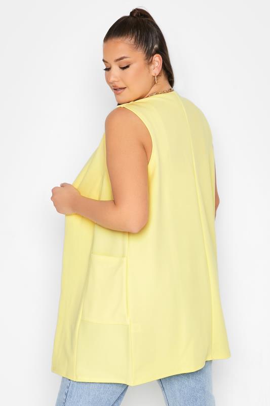 LIMITED COLLECTION Curve Lemon Yellow Sleeveless Blazer | Yours Clothing 3