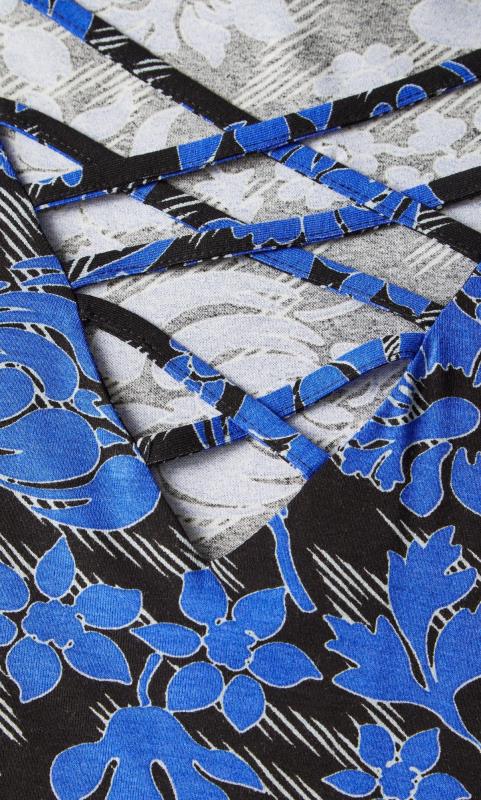 Evans Blue Floral Print Criss Cross Tunic Top 7