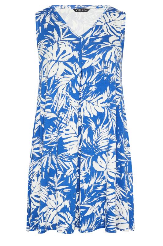 YOURS Plus Size Blue Leaf Print Mini Dress | Yours Clothing 5