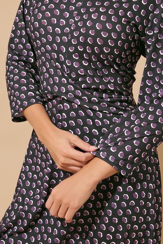 M&Co Petite Berry Purple Spot Twist Front Dress | M&Co 4