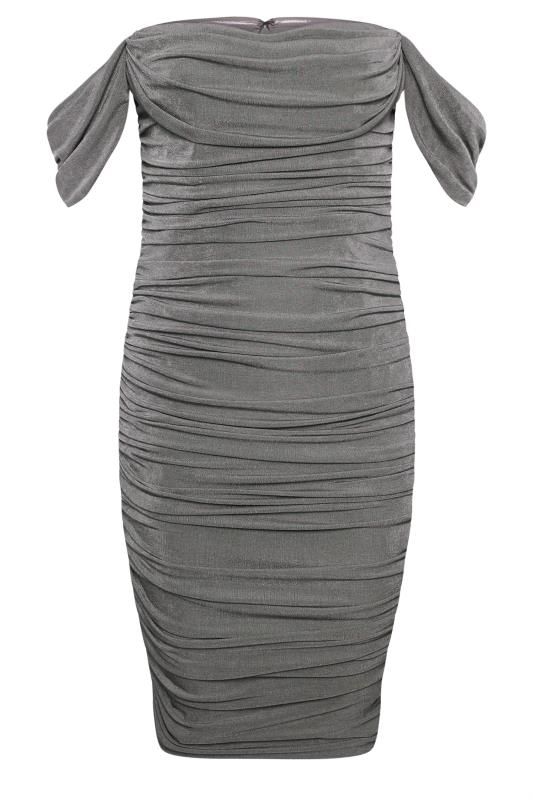 Evans Grey Velvet Bardot Midi Dress 5