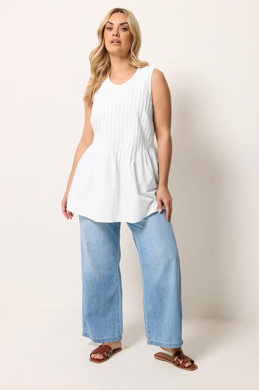 YOURS Plus Size White Pleated Peplum Cami Vest | Yours Clothing 1