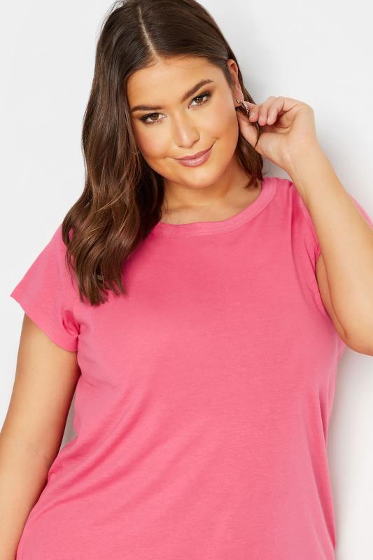 Plus Size Bright Pink Essential Short Sleeve T-Shirt | Yours Clothing  4