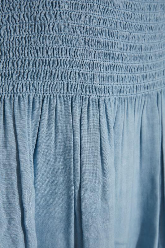 Plus Size Blue Acid Wash Shirred Vest Top | Yours Clothing  7
