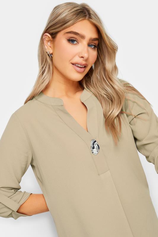 M&Co Natural Brown Long Sleeve Button Blouse | M&Co 4