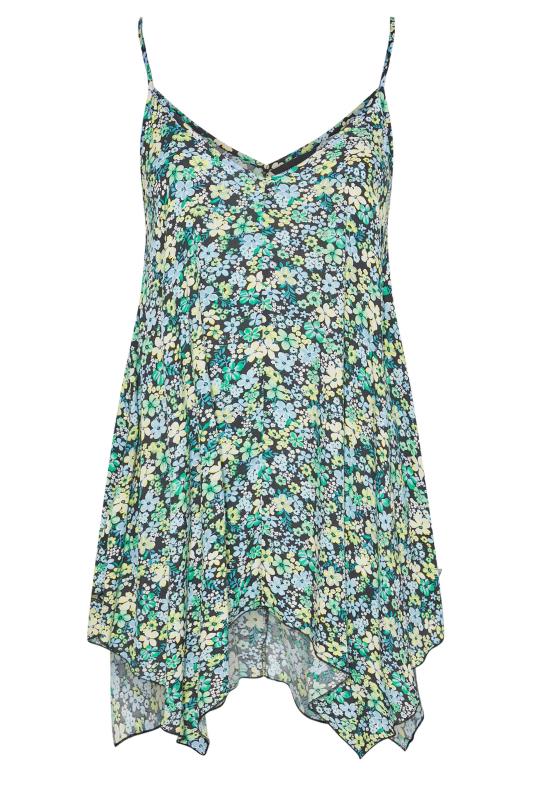 Plus Size Blue Floral Hanky Hem Vest Top | Yours Clothing  5