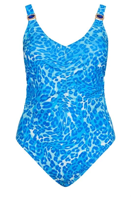 YOURS Plus Size Blue Tie Dye Leopard Print Swimsuit | Yours Clothing 8