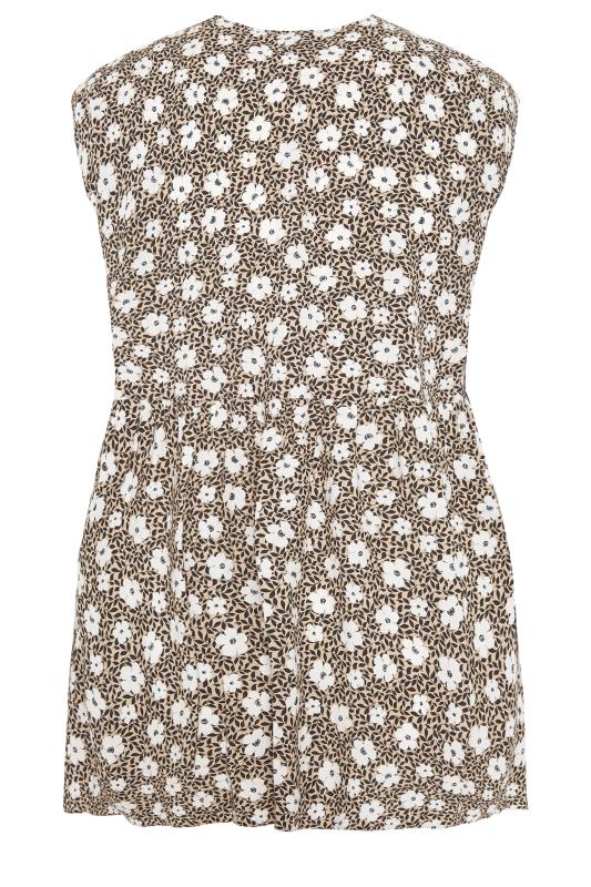 YOURS LONDON Curve Brown Floral Button Through Peplum Top 7