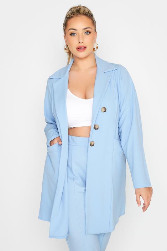  dla puszystych LIMITED COLLECTION Curve Light Blue Button Front Blazer