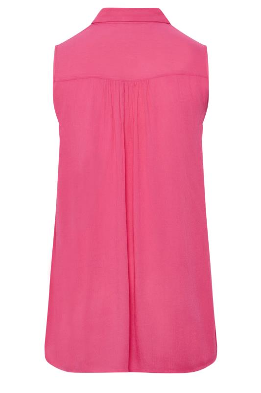 YOURS Plus Size Hot Pink Dipped Hem Sleeveless Blouse | Yours Clothing 7