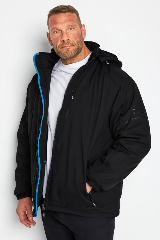 KAM Big & Tall Black Sherpa Lined Softshell Jacket 1