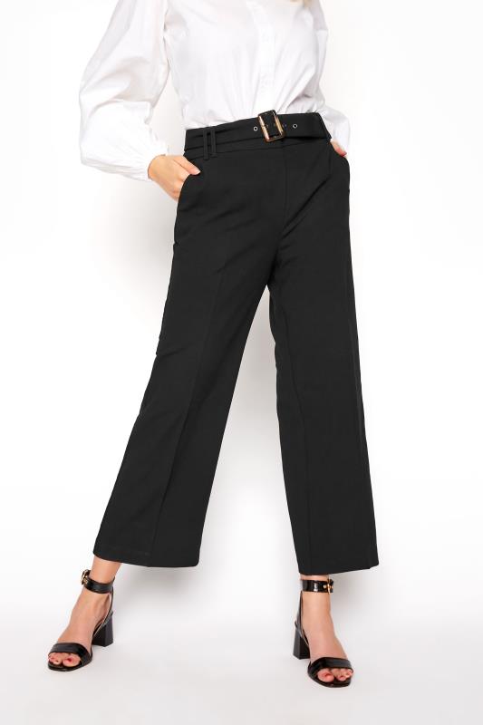 Tall Black Belted Culotte Trousers 2