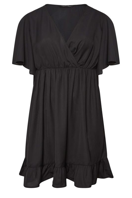 LIMITED COLLECTION Plus Size Black Frill Sleeve Wrap Tunic Dress | Yours Clothing 7