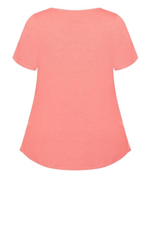 Evans Coral Orange V-Neck Pocket T-Shirt 6