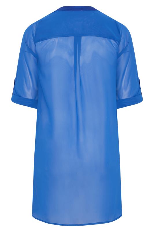 YOURS LONDON Plus Size Blue Satin Pocket Shirt | Yours Clothing 7
