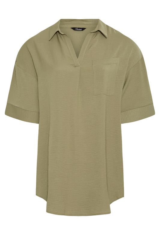 LIMITED COLLECTION Curve Olive Green Pleated Front Top 6