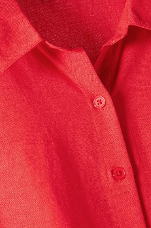 EVANS Plus Size Red Linen Shirt  | Yours Clothing 9