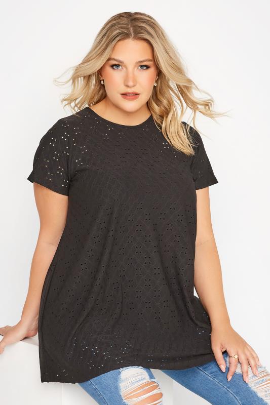 Curve Black Broderie Anglaise Swing T-Shirt 1