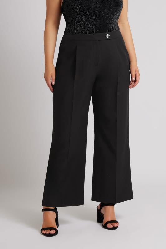 YOURS LONDON Plus Size Black Tailored Wide Leg Trousers | Yours Clothing 3