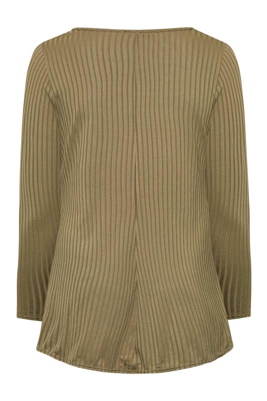 LIMITED COLLECTION Curve Khaki Green Ribbed Square Neck Top 7