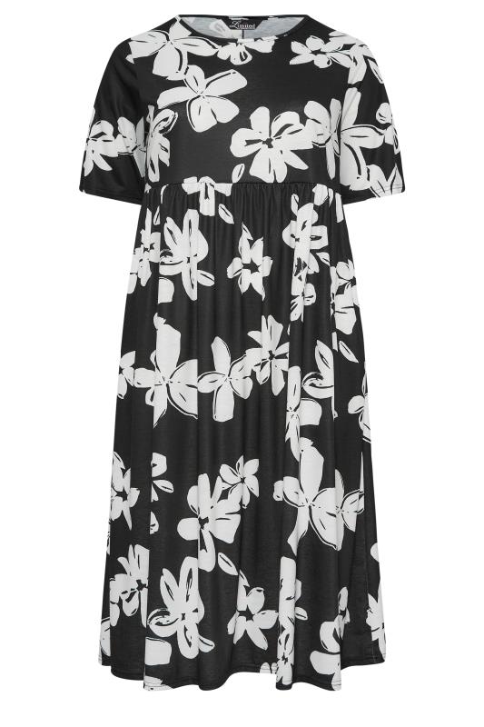 LIMITED COLLECTION Plus Size Curve Black Floral Print Midaxi Smock Dress | Yours Clothing 6