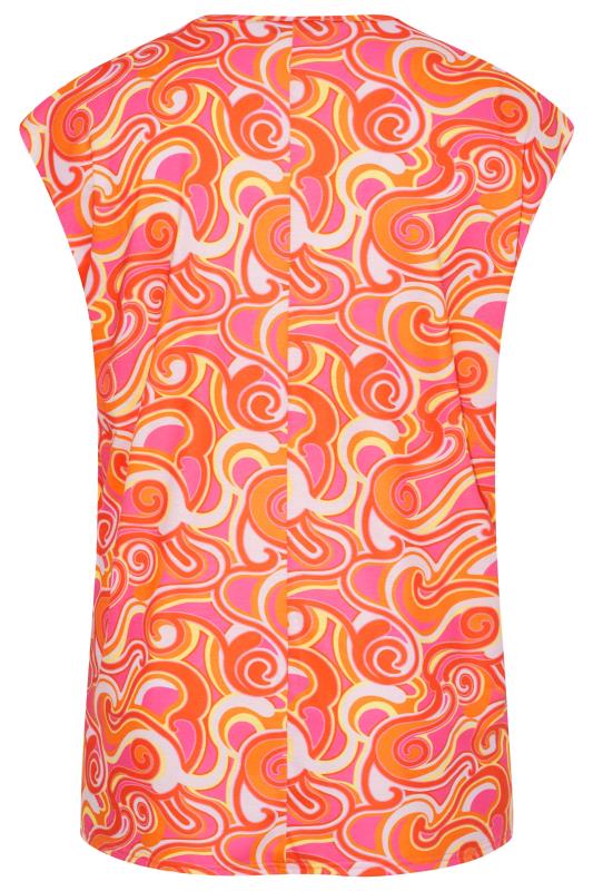 LIMITED COLLECTION Curve Pink Retro Swirl Print Grown On Sleeve T-Shirt | Yours Clothing 5