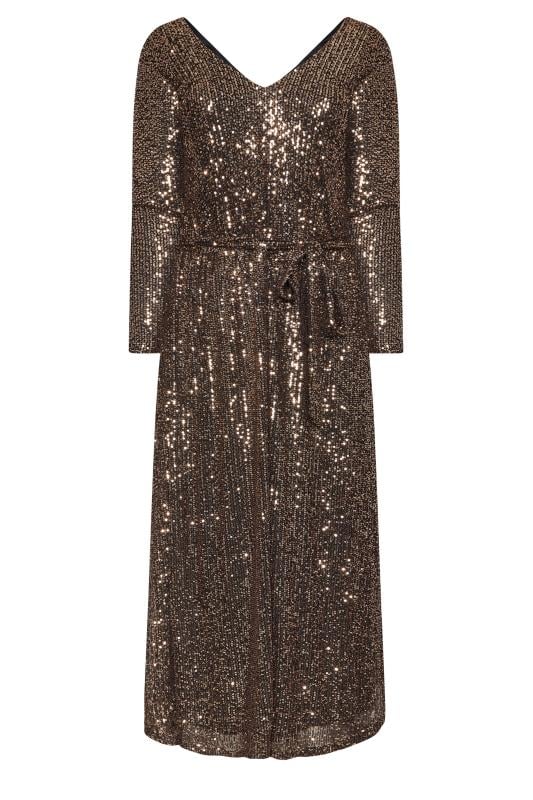 YOURS LONDON Plus Gold Sequin Maxi Dress | Yours Clothing 5