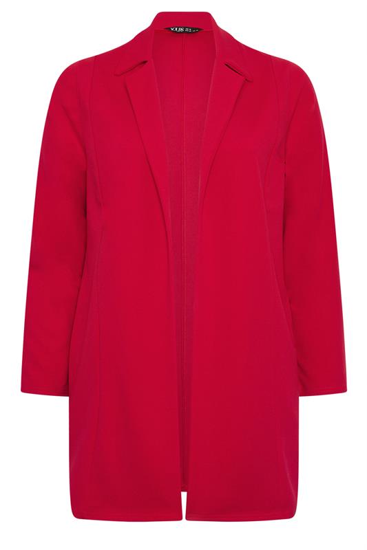 YOURS Curve Plus Size Red Longline Blazer | Yours Clothing 5