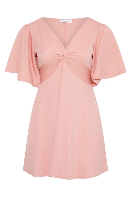 YOURS LONDON Curve Pink Knot Front Angel Sleeve Top_X.jpg