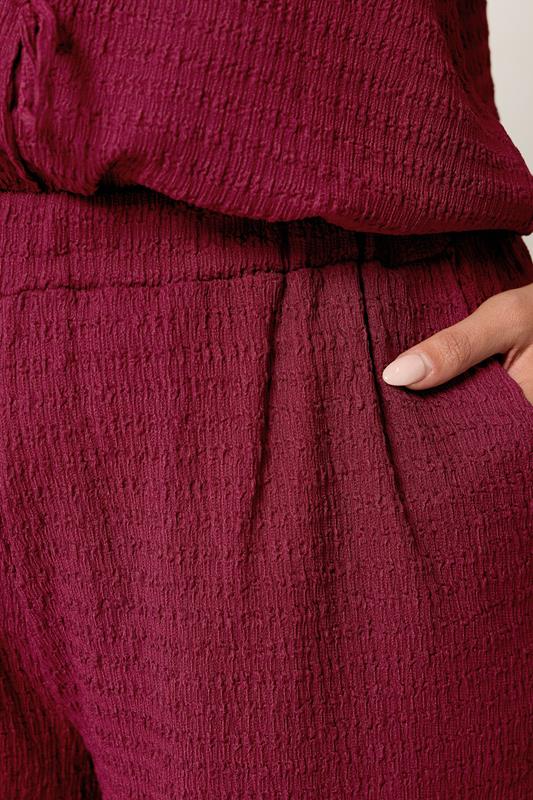 YOURS Plus Size Red Textured Shorts | Yours Clothing 5