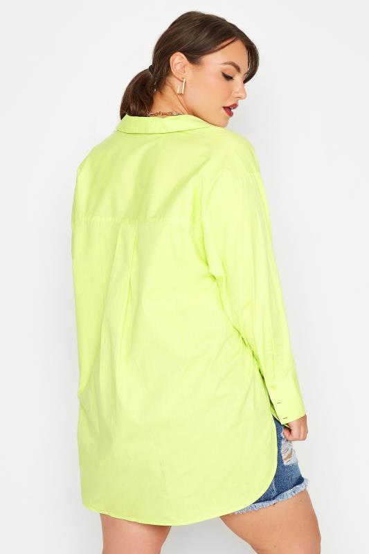 LIMITED COLLECTION Curve Lime Green Oversized Boyfriend Shirt 3