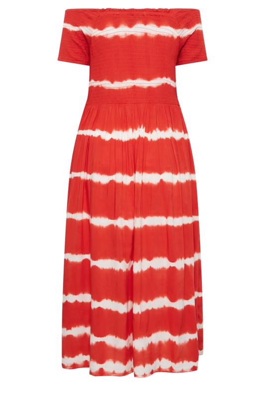 Plus Size Red Tie Dye Bardot Maxi Dress | Yours Clothing 7