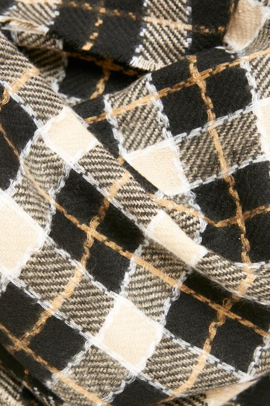 Black & Beige Check Print Tassel Scarf | Yours Clothing 3