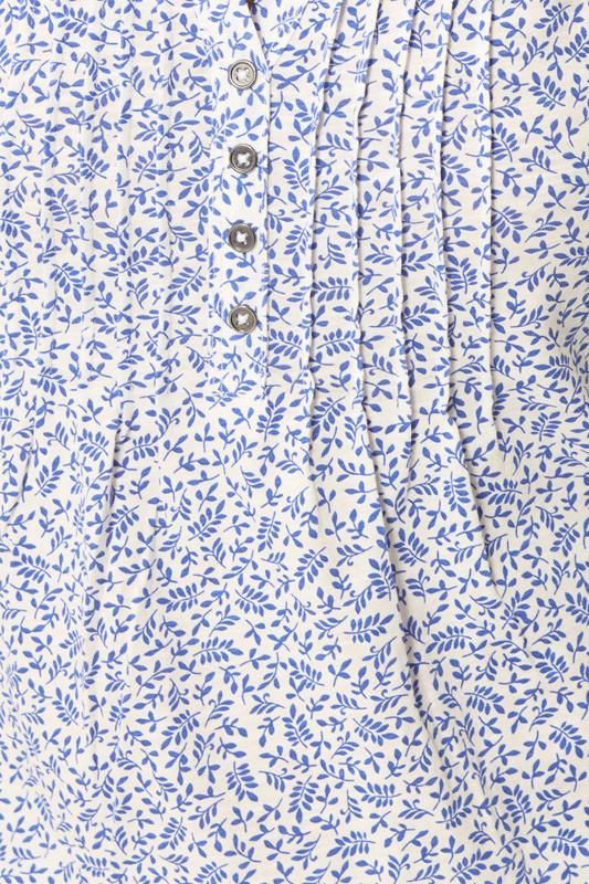 M&Co Petite Blue Leaf Print Cotton Sleeveless Henley Top | M&Co 4