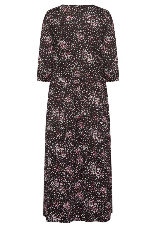 Petite Black & Pink Ditsy Print Midaxi Dress | PixieGirl 7