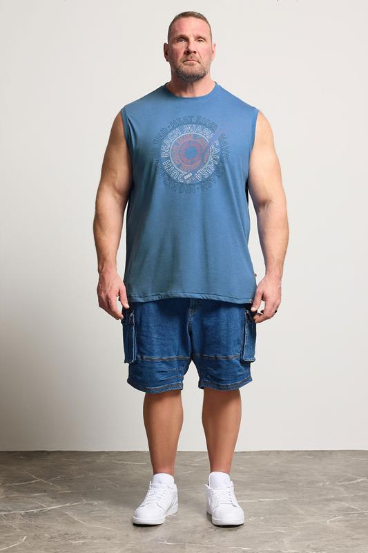 D555 Big & Tall Blue Marl Beach Graphic Print Vest | BadRhino 1