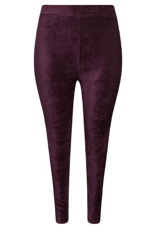 Plus Size Burgundy Red Cord Leggings | Yours Clothing 7